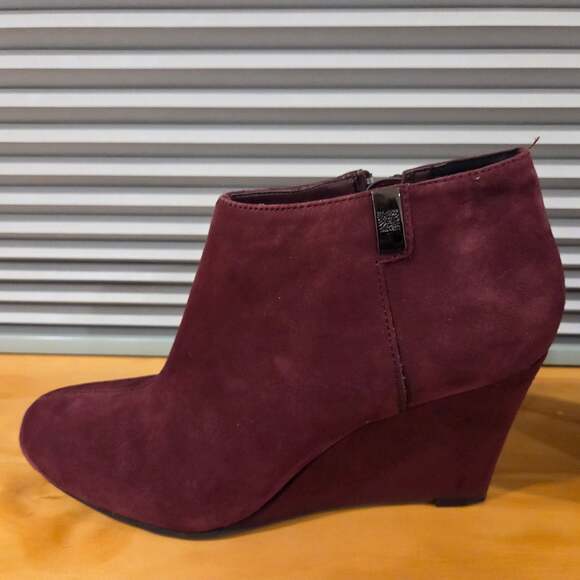 Anne Klein Trumble Boots Womens 9M Burgundy Wedge Ankle Boots Zip Up - Picture 6 of 10